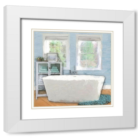 Modern Bath 3 White Modern Wood Framed Art Print with Double Matting by Greene, Taylor