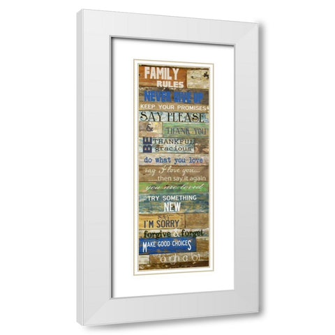 Family Rules Cools White Modern Wood Framed Art Print with Double Matting by Greene, Taylor