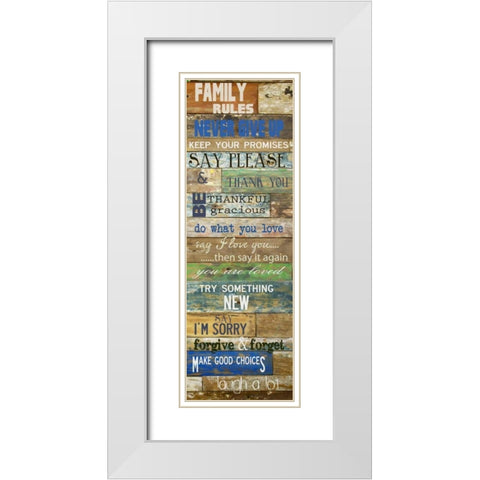 Family Rules Cools White Modern Wood Framed Art Print with Double Matting by Greene, Taylor