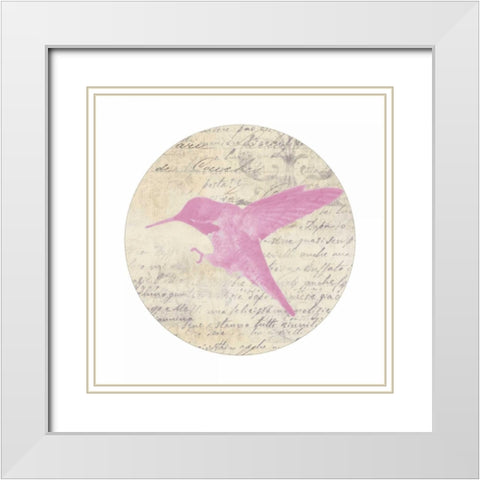 Love Bird Disc White Modern Wood Framed Art Print with Double Matting by Greene, Taylor