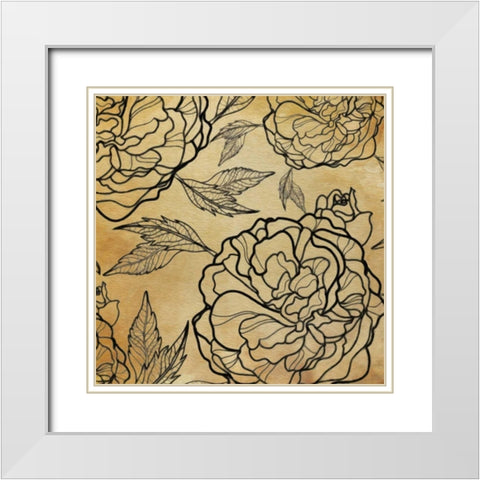 Floral Pattern II White Modern Wood Framed Art Print with Double Matting by Greene, Taylor