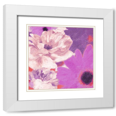 Colorful Blooms 2 White Modern Wood Framed Art Print with Double Matting by Greene, Taylor