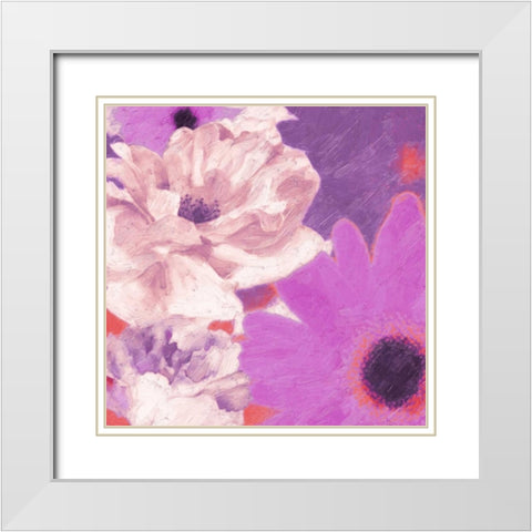 Colorful Blooms 2 White Modern Wood Framed Art Print with Double Matting by Greene, Taylor