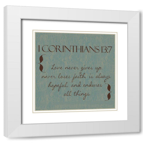 Blue Brown Love White Modern Wood Framed Art Print with Double Matting by Greene, Taylor