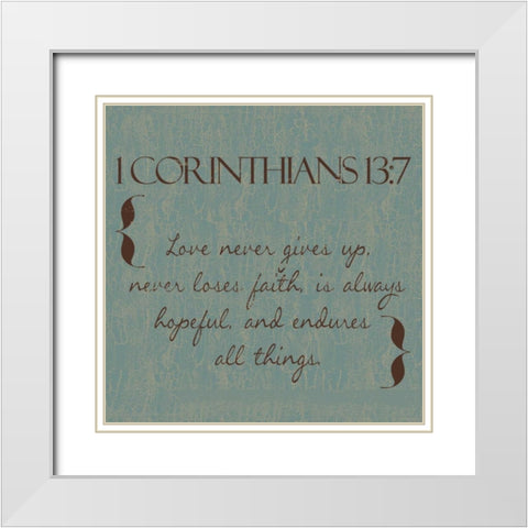 Blue Brown Love White Modern Wood Framed Art Print with Double Matting by Greene, Taylor