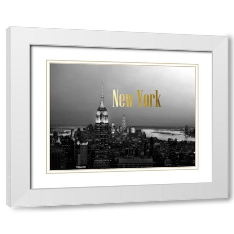 Golden New York White Modern Wood Framed Art Print with Double Matting by Telik, Tracey