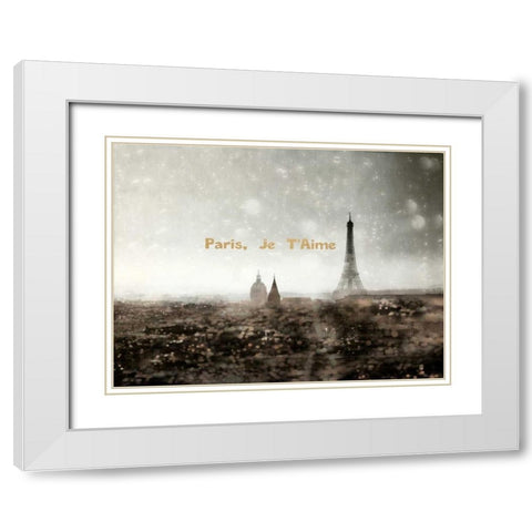 Paris Je Taime White Modern Wood Framed Art Print with Double Matting by Telik, Tracey
