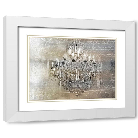 Silver Gold Chandelier White Modern Wood Framed Art Print with Double Matting by Telik, Tracey