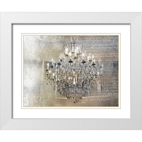 Silver Gold Chandelier White Modern Wood Framed Art Print with Double Matting by Telik, Tracey