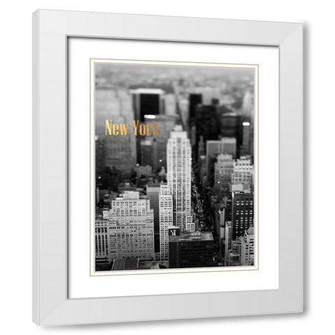 Gold NY Fifth Ave White Modern Wood Framed Art Print with Double Matting by Telik, Tracey