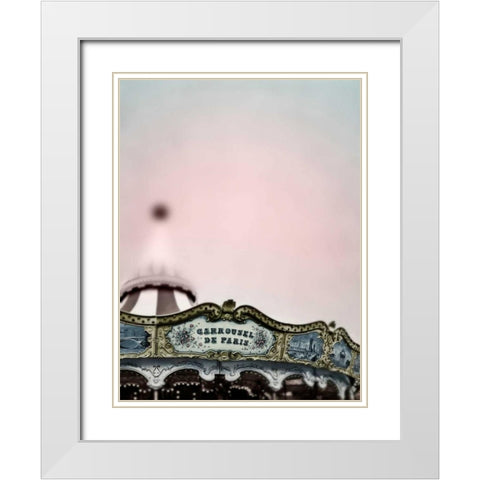 Pink Paris Carousel White Modern Wood Framed Art Print with Double Matting by Telik, Tracey