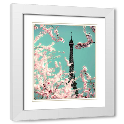 Spring Eiffel Green White Modern Wood Framed Art Print with Double Matting by Telik, Tracey