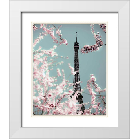 Spring Eiffel Pastel White Modern Wood Framed Art Print with Double Matting by Telik, Tracey