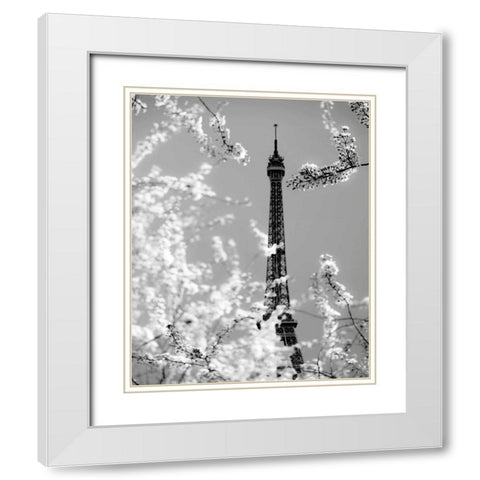 Spring Eiffel BW White Modern Wood Framed Art Print with Double Matting by Telik, Tracey