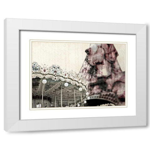 Vintage Carousel White Modern Wood Framed Art Print with Double Matting by Telik, Tracey