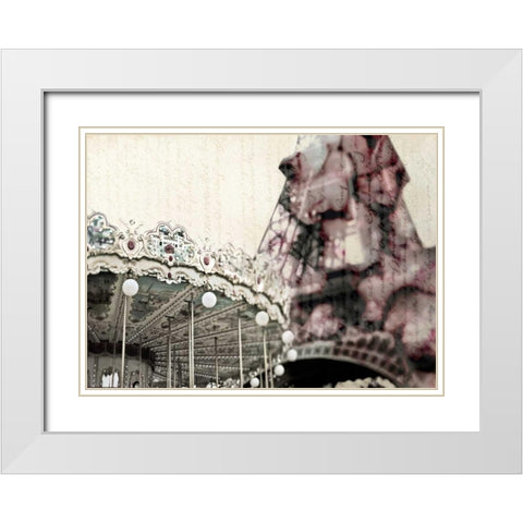 Vintage Carousel White Modern Wood Framed Art Print with Double Matting by Telik, Tracey