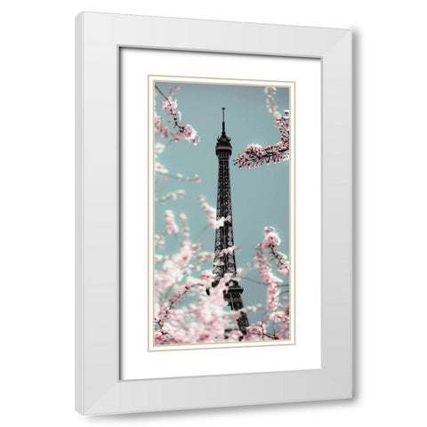 Spring Eiffel Pastel White Modern Wood Framed Art Print with Double Matting by Telik, Tracey