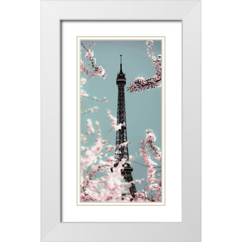Spring Eiffel Pastel White Modern Wood Framed Art Print with Double Matting by Telik, Tracey