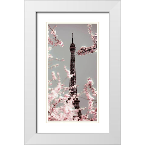 Spring Eiffel Pastel White Modern Wood Framed Art Print with Double Matting by Telik, Tracey