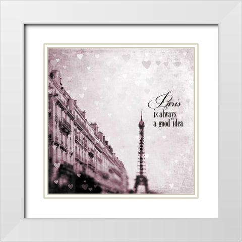 Paris Heart Storm 2 White Modern Wood Framed Art Print with Double Matting by Telik, Tracey
