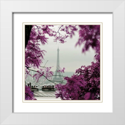 Through The Paris Foliage 1 White Modern Wood Framed Art Print with Double Matting by Telik, Tracey