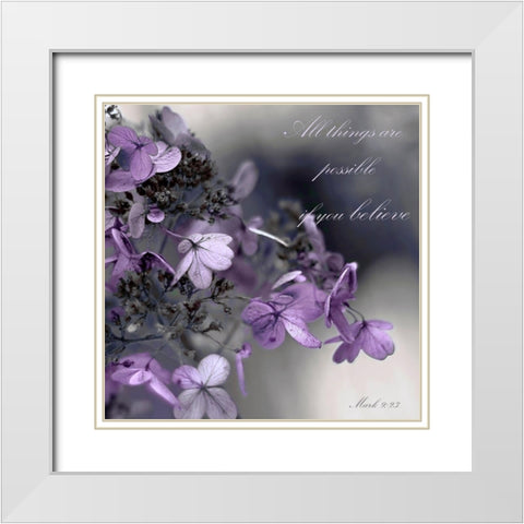 Plum Foliage Believe White Modern Wood Framed Art Print with Double Matting by Telik, Tracey