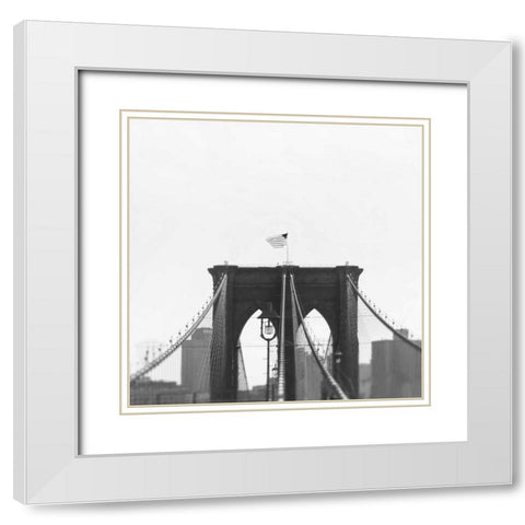 Brooklyn Bridge bw White Modern Wood Framed Art Print with Double Matting by Telik, Tracey