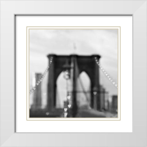Brooklyn Hearts BW White Modern Wood Framed Art Print with Double Matting by Telik, Tracey