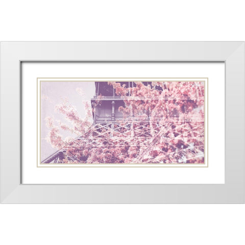 Eiffel Blossoms White Modern Wood Framed Art Print with Double Matting by Telik, Tracey