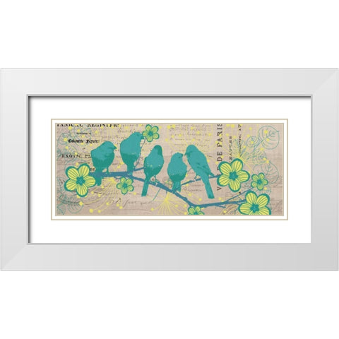 Bird Botanical Blue White Modern Wood Framed Art Print with Double Matting by Jordan, Elizabeth