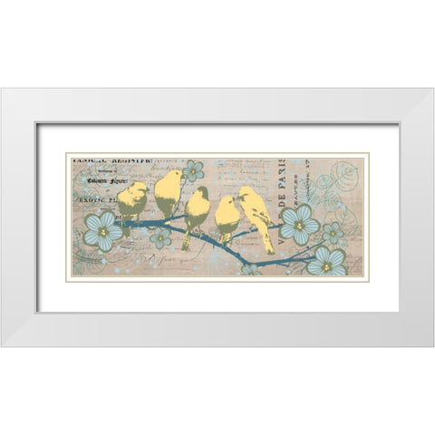 Bird Botanical Gray White Modern Wood Framed Art Print with Double Matting by Jordan, Elizabeth