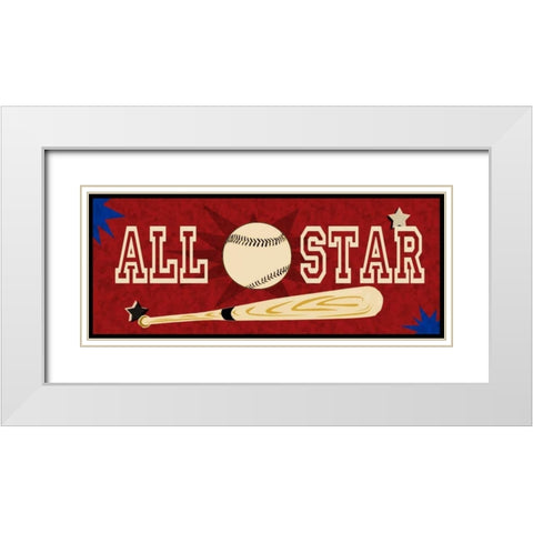 At The Ball Game White Modern Wood Framed Art Print with Double Matting by Pazan, Tony