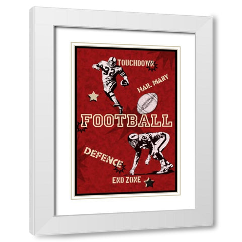 Football White Modern Wood Framed Art Print with Double Matting by Pazan, Tony