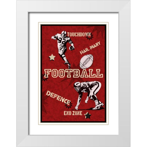 Football White Modern Wood Framed Art Print with Double Matting by Pazan, Tony