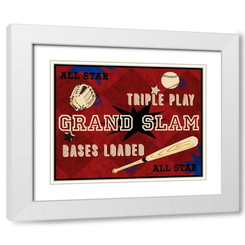 Grand Slam White Modern Wood Framed Art Print with Double Matting by Pazan, Tony