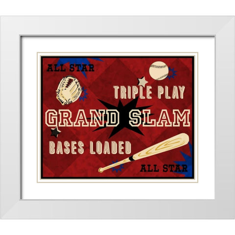 Grand Slam White Modern Wood Framed Art Print with Double Matting by Pazan, Tony