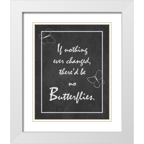 Butterflies White Modern Wood Framed Art Print with Double Matting by Pazan, Tony