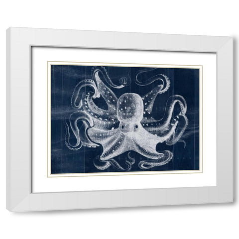 Big Blue White Modern Wood Framed Art Print with Double Matting by Pazan, Tony