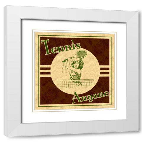 Tennis White Modern Wood Framed Art Print with Double Matting by Pazan, Tony