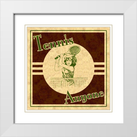 Tennis White Modern Wood Framed Art Print with Double Matting by Pazan, Tony