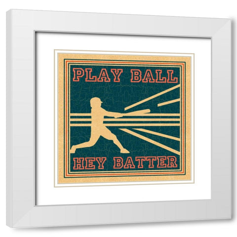 Play Ball White Modern Wood Framed Art Print with Double Matting by Pazan, Tony