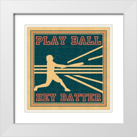Play Ball White Modern Wood Framed Art Print with Double Matting by Pazan, Tony