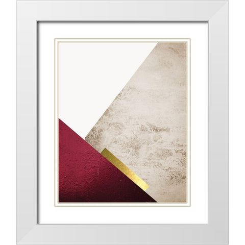 Beige Brugundy Mountains 3 White Modern Wood Framed Art Print with Double Matting by Urban Epiphany