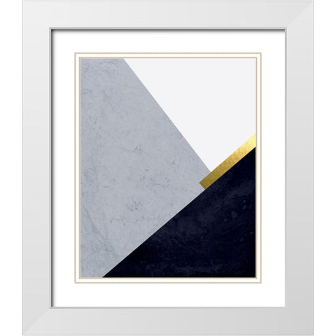 Dark Blue Mountains 1 White Modern Wood Framed Art Print with Double Matting by Urban Epiphany