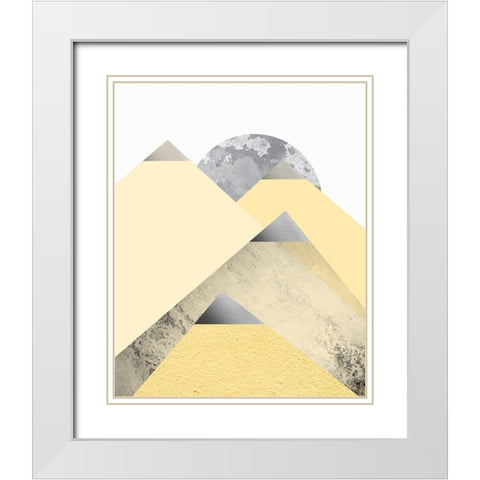 Yellow and Grey Mountains 2 White Modern Wood Framed Art Print with Double Matting by Urban Epiphany
