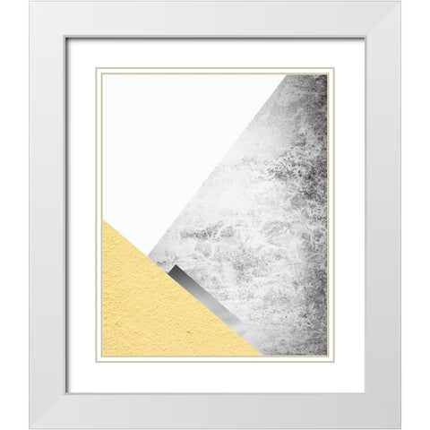 Yellow and Grey Mountains 3 White Modern Wood Framed Art Print with Double Matting by Urban Epiphany