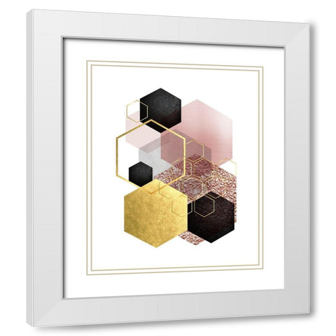 BlushPink Gold 2 White Modern Wood Framed Art Print with Double Matting by Urban Epiphany
