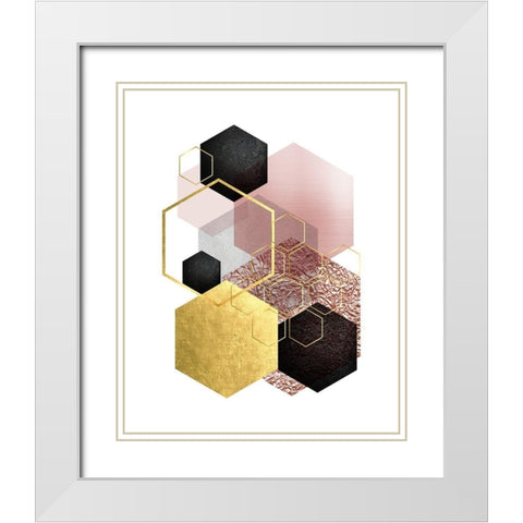 BlushPink Gold 2 White Modern Wood Framed Art Print with Double Matting by Urban Epiphany