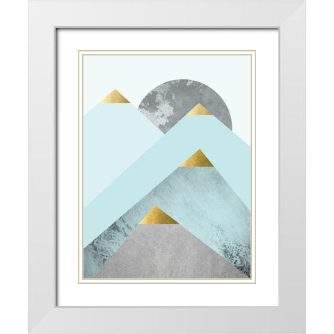 Turquoise Mountains 2 White Modern Wood Framed Art Print with Double Matting by Urban Epiphany