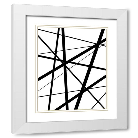 BW Geo Lines 1 White Modern Wood Framed Art Print with Double Matting by Urban Epiphany